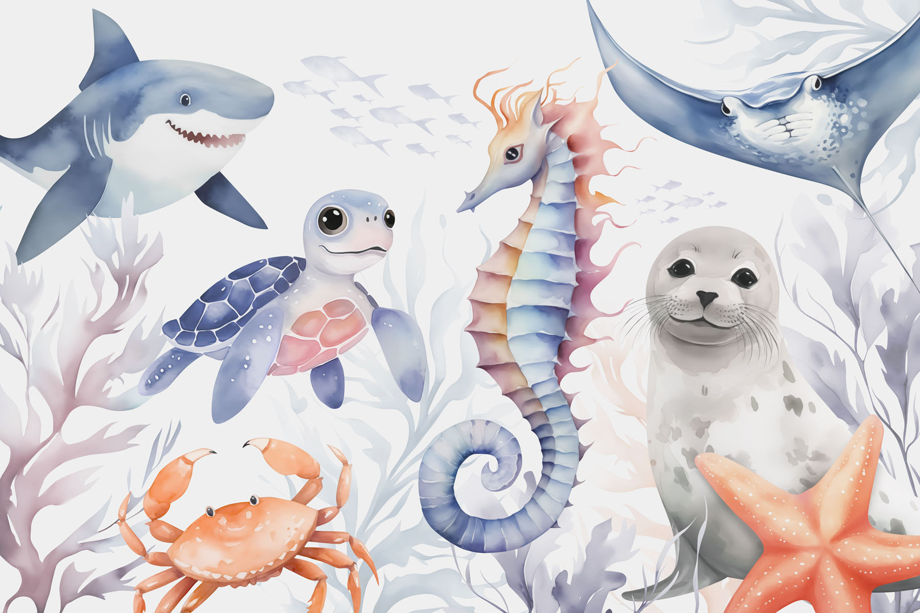 Group of sea animals