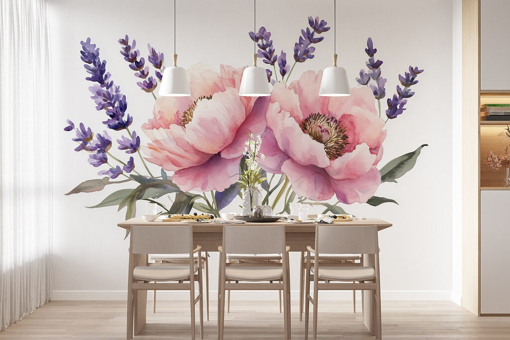 Watercolor of flowers and leaves