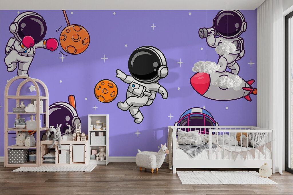 Cartoon of astronauts in space Cartoon of astronauts in space