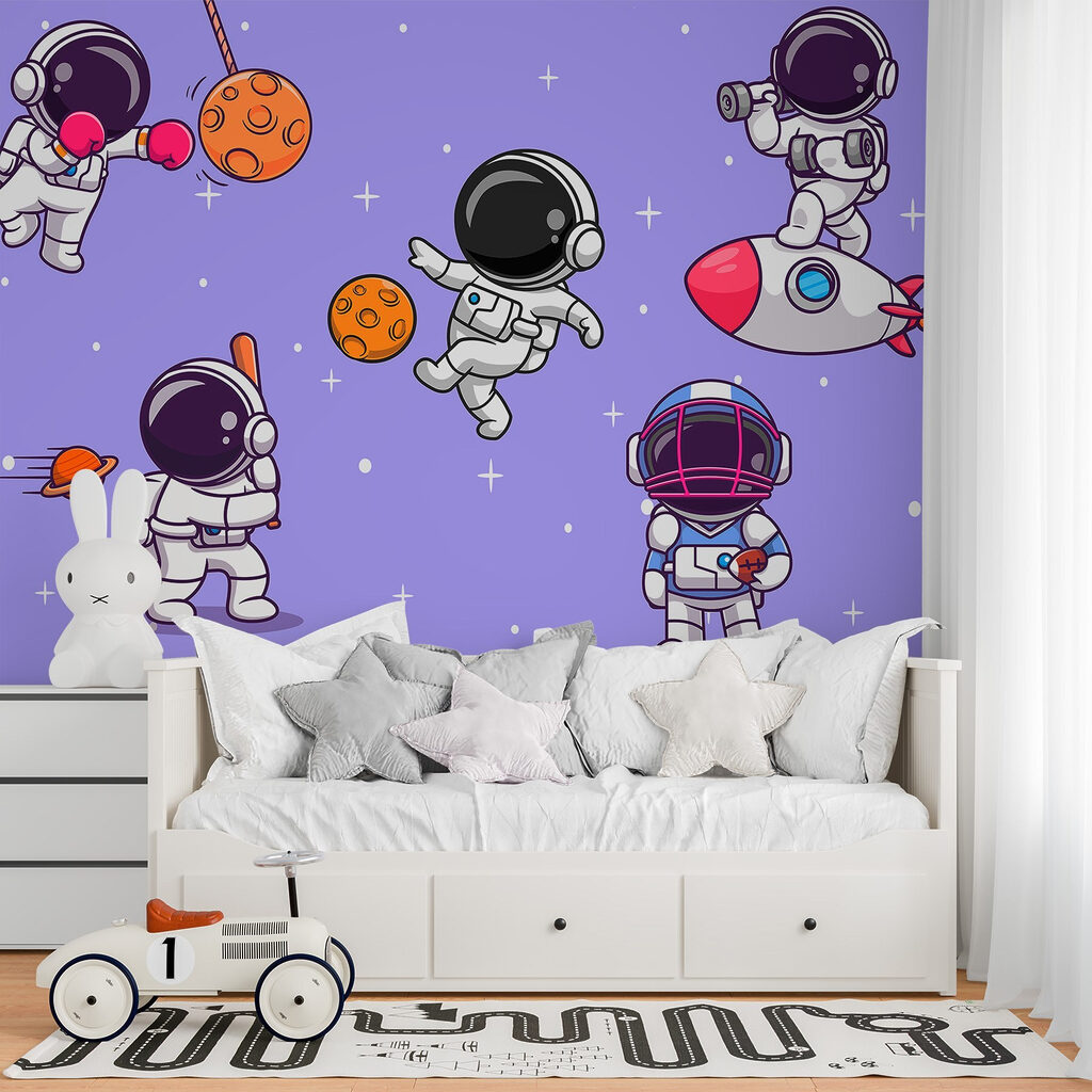 Cartoon of astronauts in space Cartoon of astronauts in space