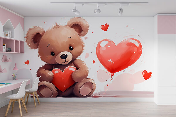 Teddy mackó egy szívvel a kezében Teddy mackó egy szívvel a kezében
