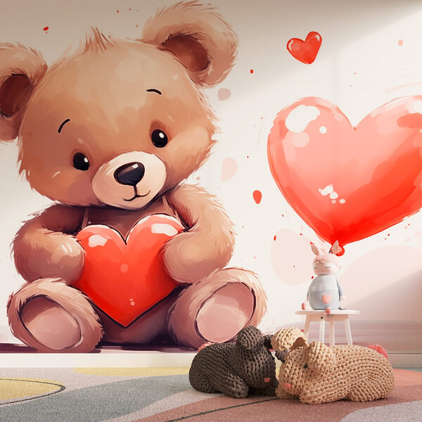 Teddy mackó egy szívvel a kezében Teddy mackó egy szívvel a kezében