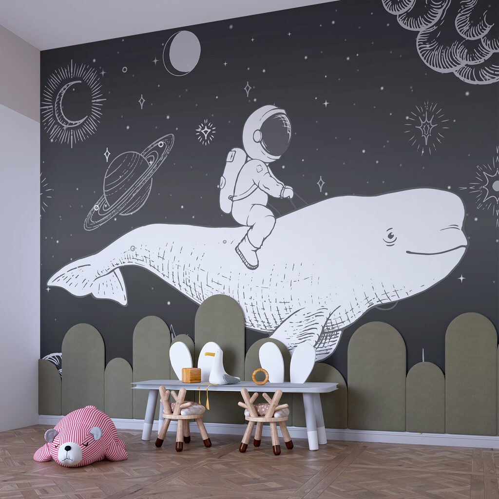 Drawing of a person riding a whale Drawing of a person riding a whale