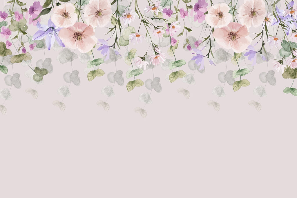 Group of flowers and leaves