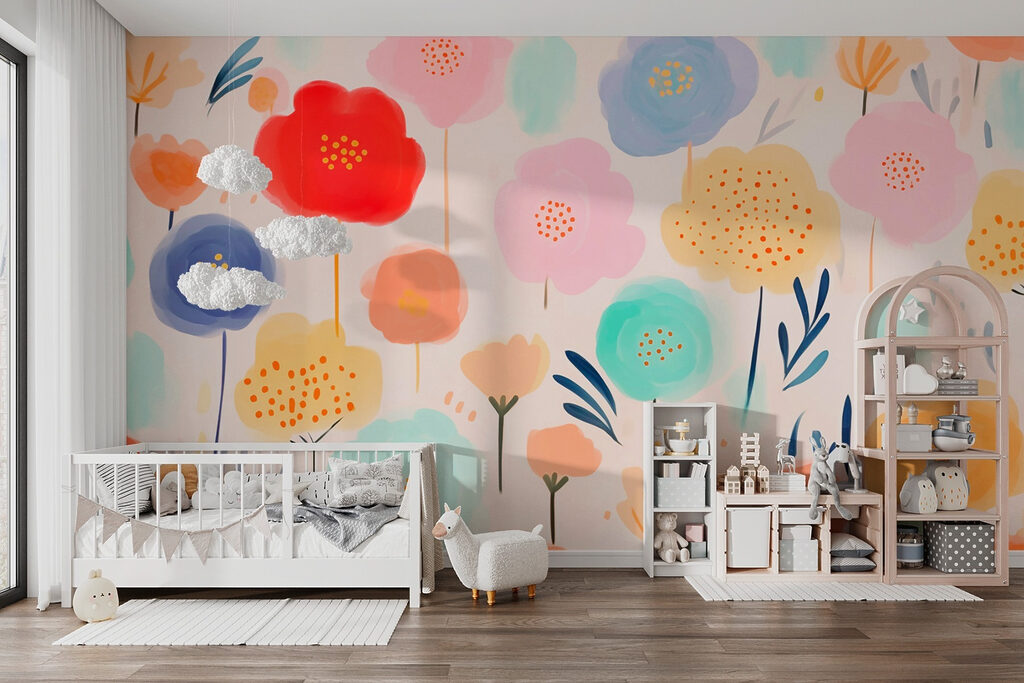 Colorful flowers on a white background