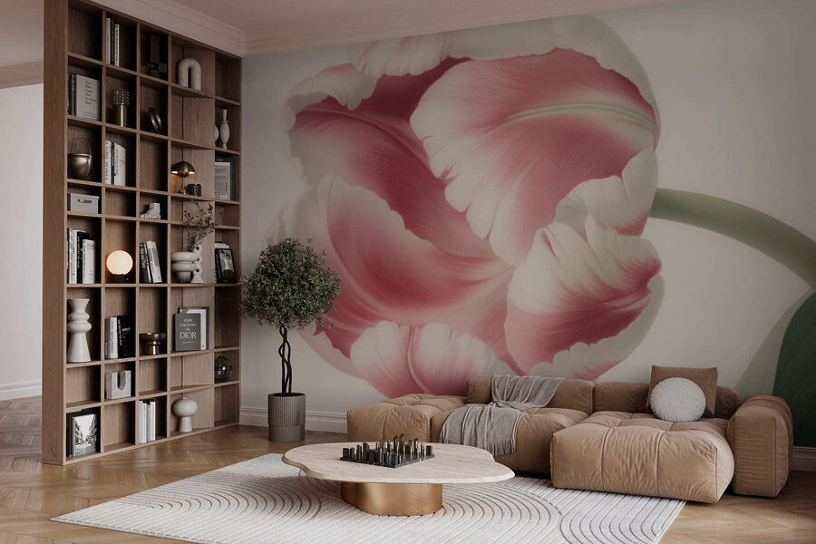 Finom rózsaszín tulipán virágzik Finom rózsaszín tulipán virágzik