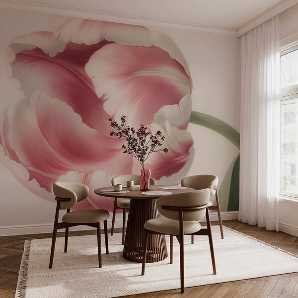 Finom rózsaszín tulipán virágzik Finom rózsaszín tulipán virágzik