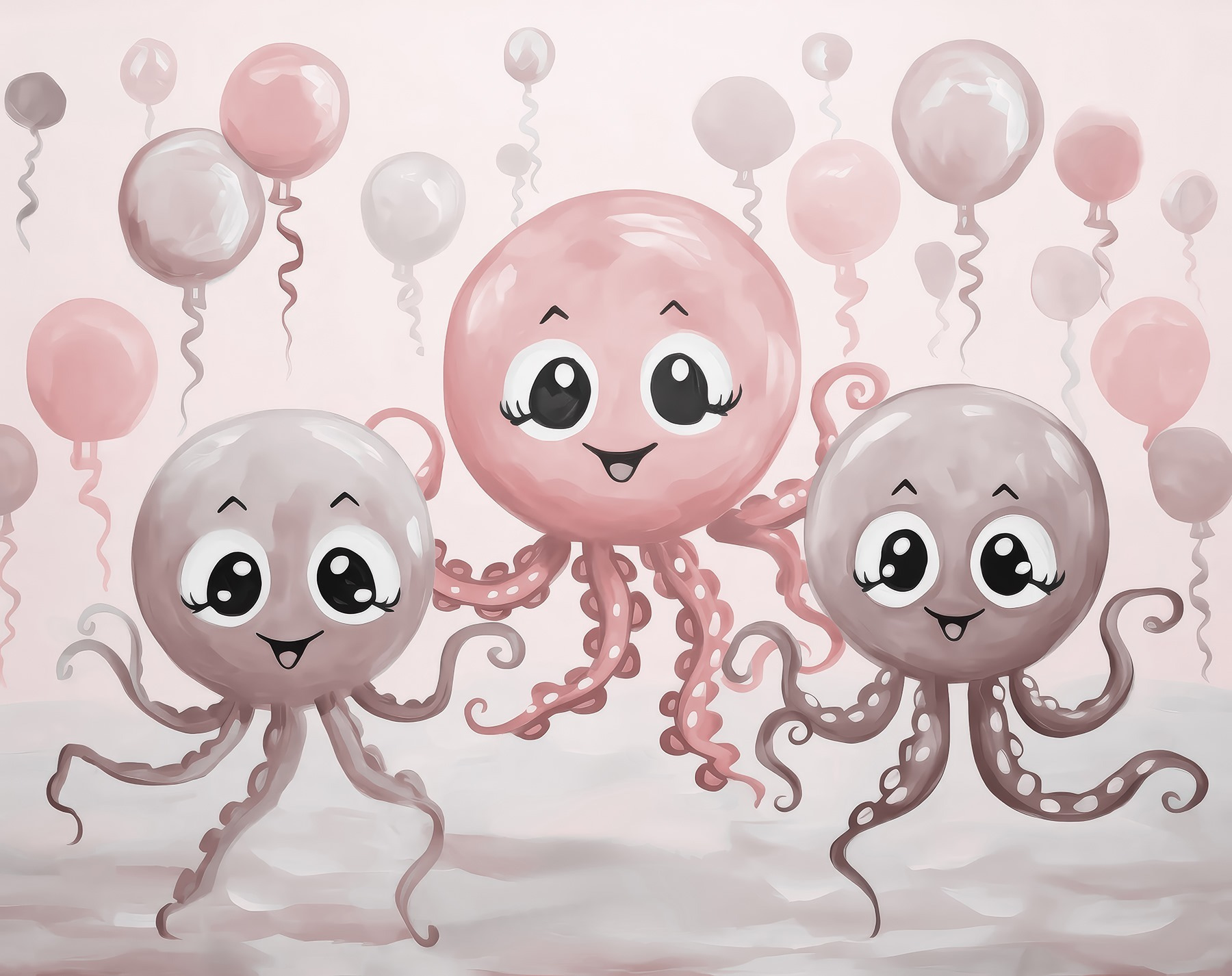 Group of octopuses with balloons Group of octopuses with balloons