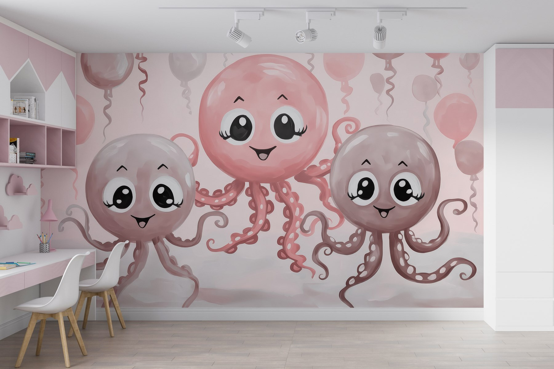 Group of octopuses with balloons Group of octopuses with balloons