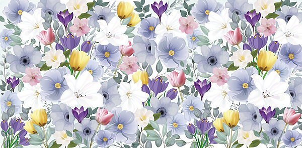 Group of flowers with leaves