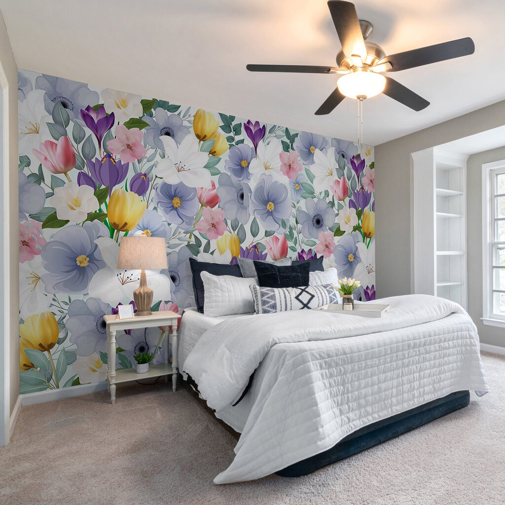 Group of flowers with leaves