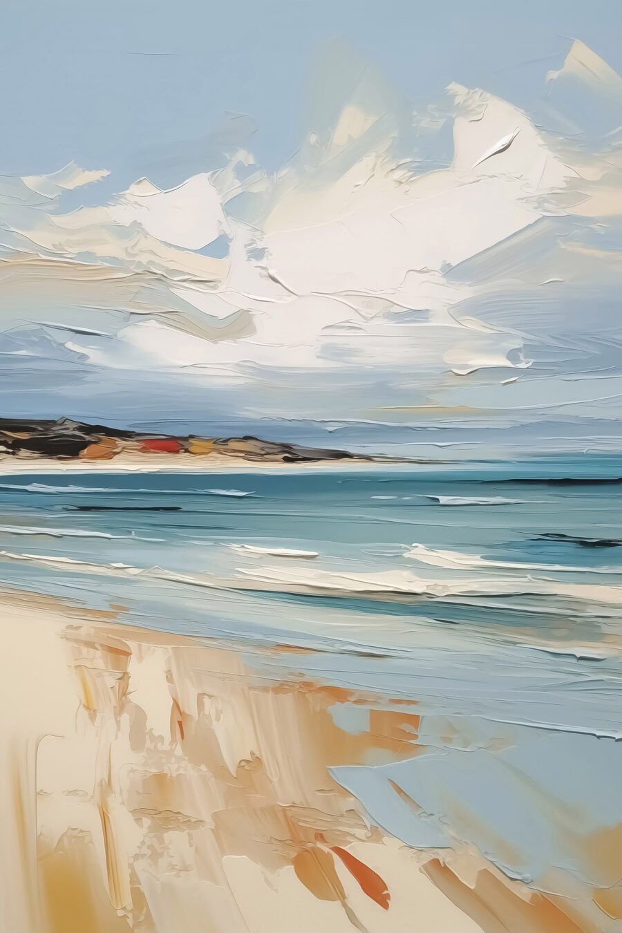 Festmény a strand és a víz