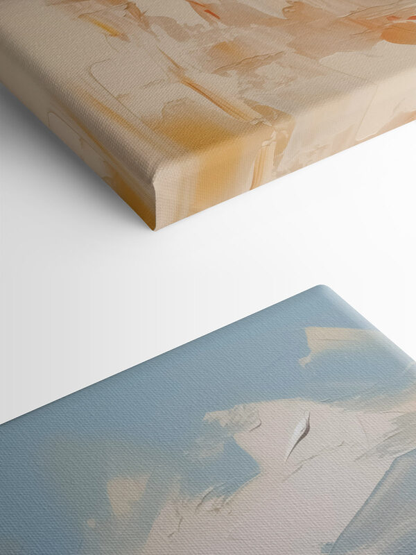 Painting of a beach and water