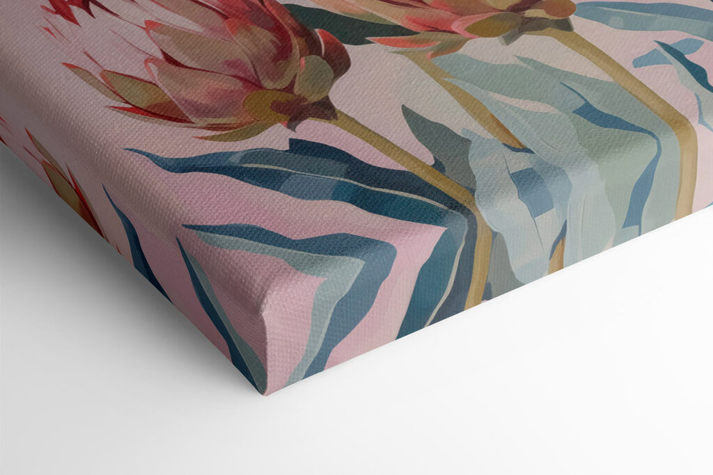 Painting of flowers on a pink background