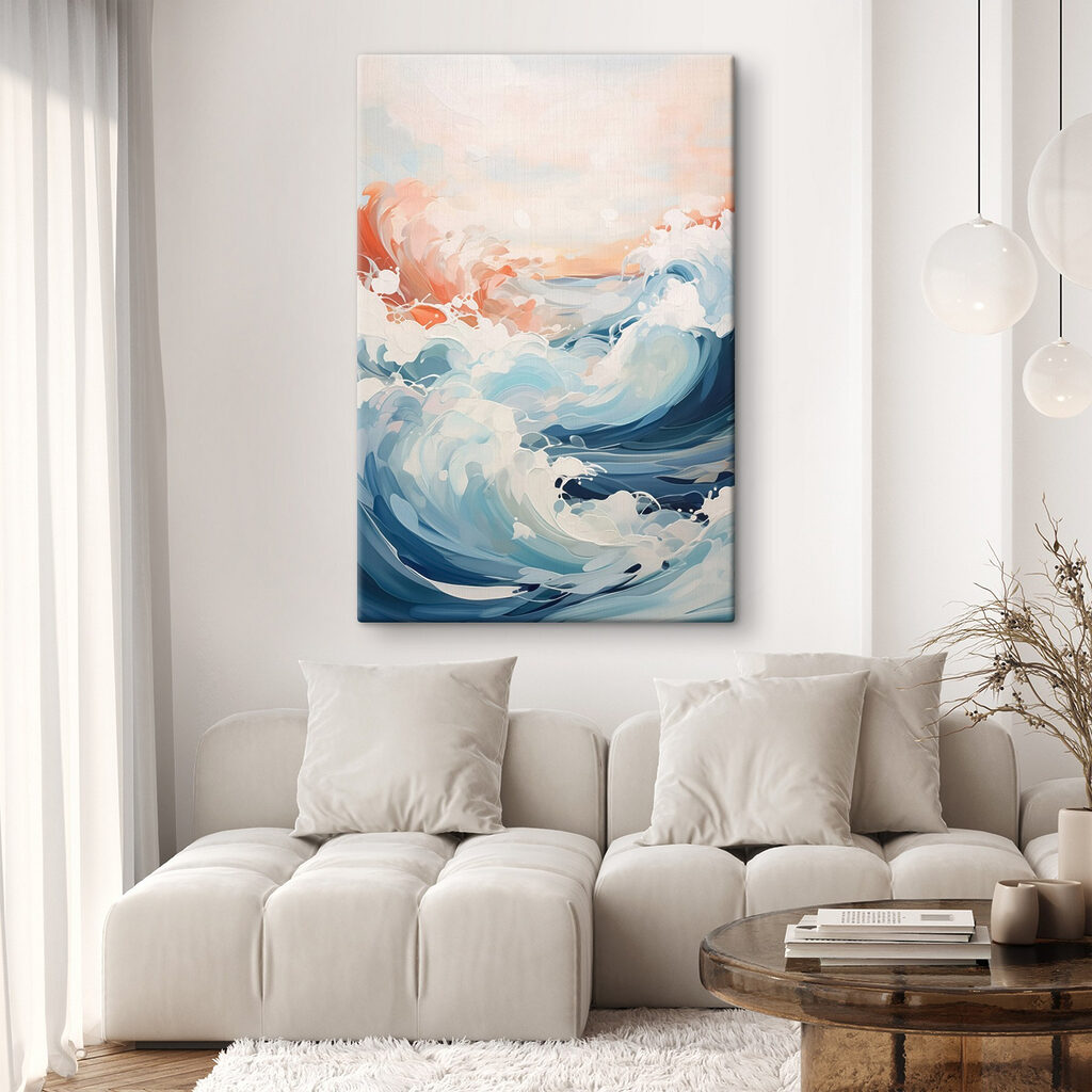 Painting of waves in the ocean