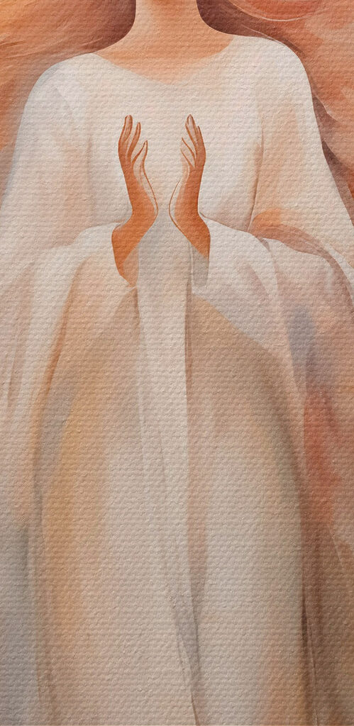 Painting of a woman with wings