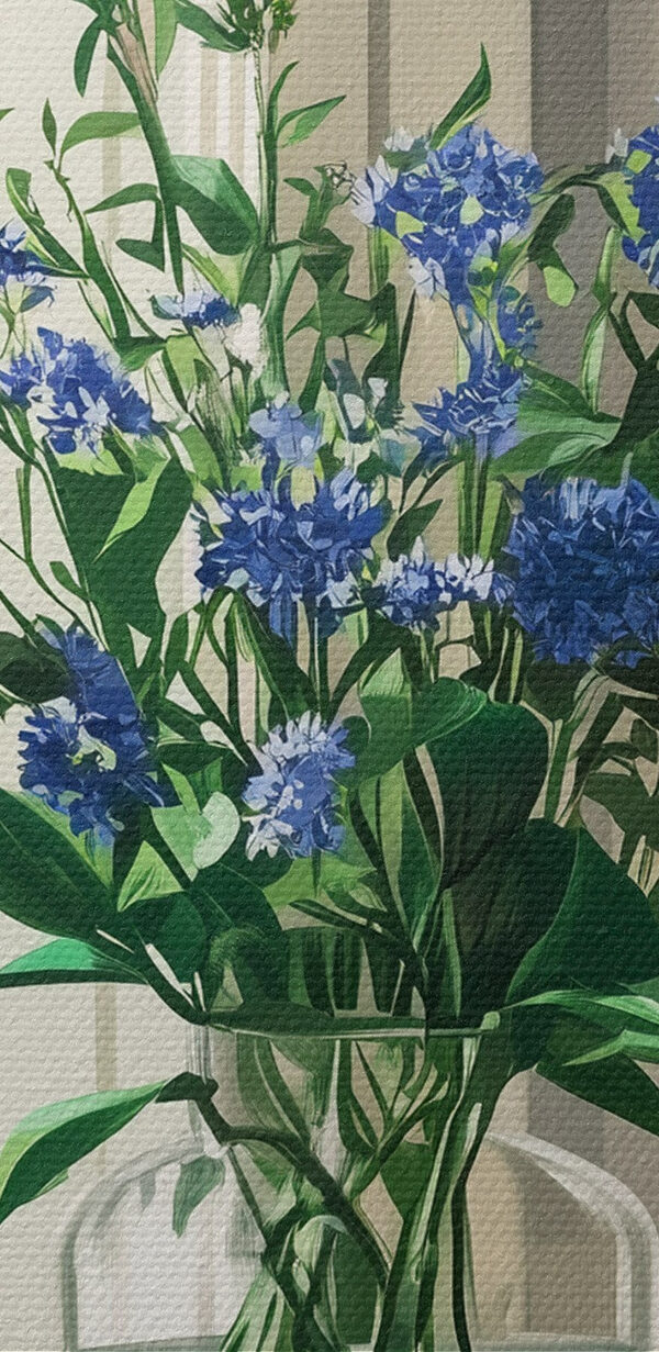 Vase of flowers in front of a window