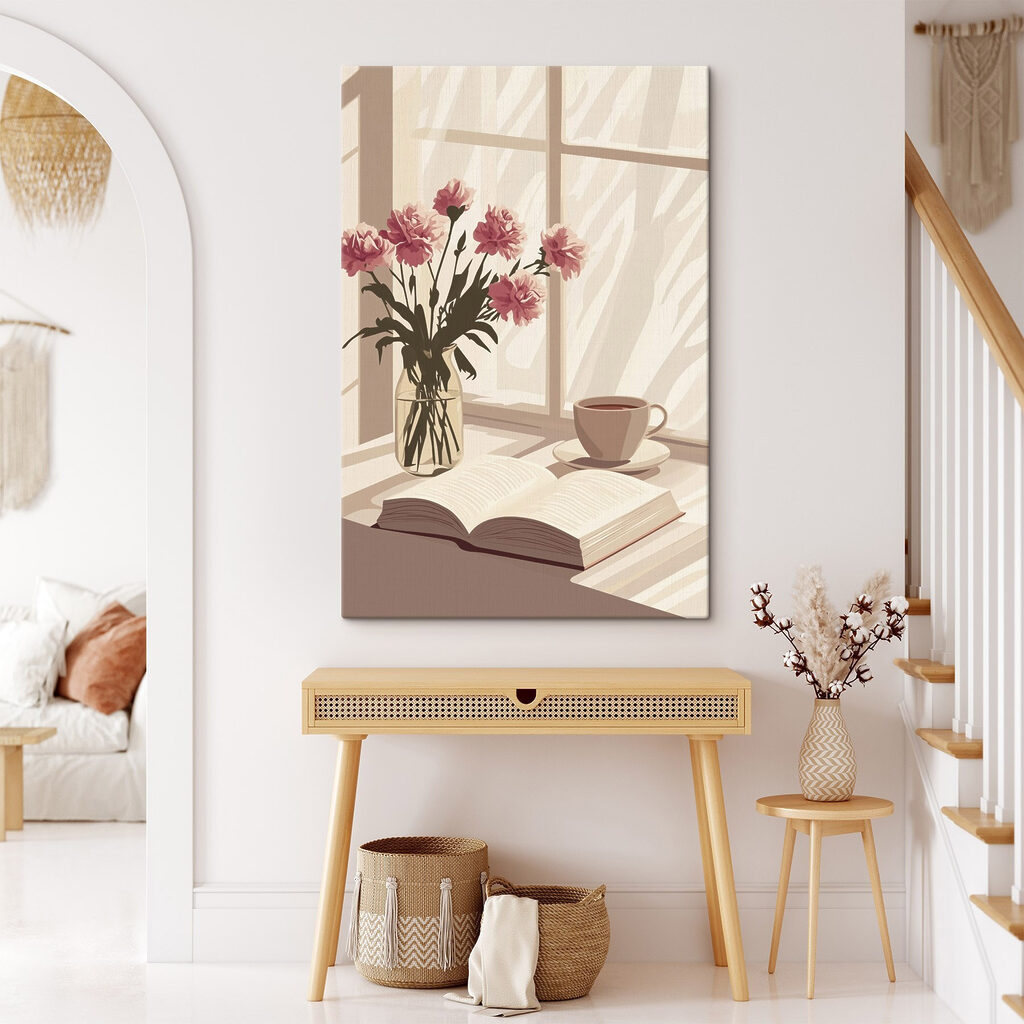 Book and a vase of flowers Book and a vase of flowers