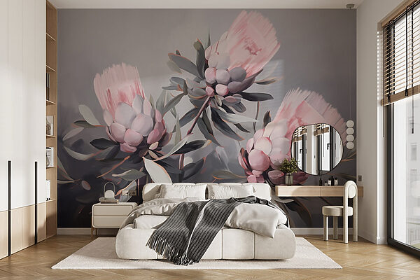 Fotótapéta Fotótapéta Rózsaszín virágok festése (Cikkszám: w09014)