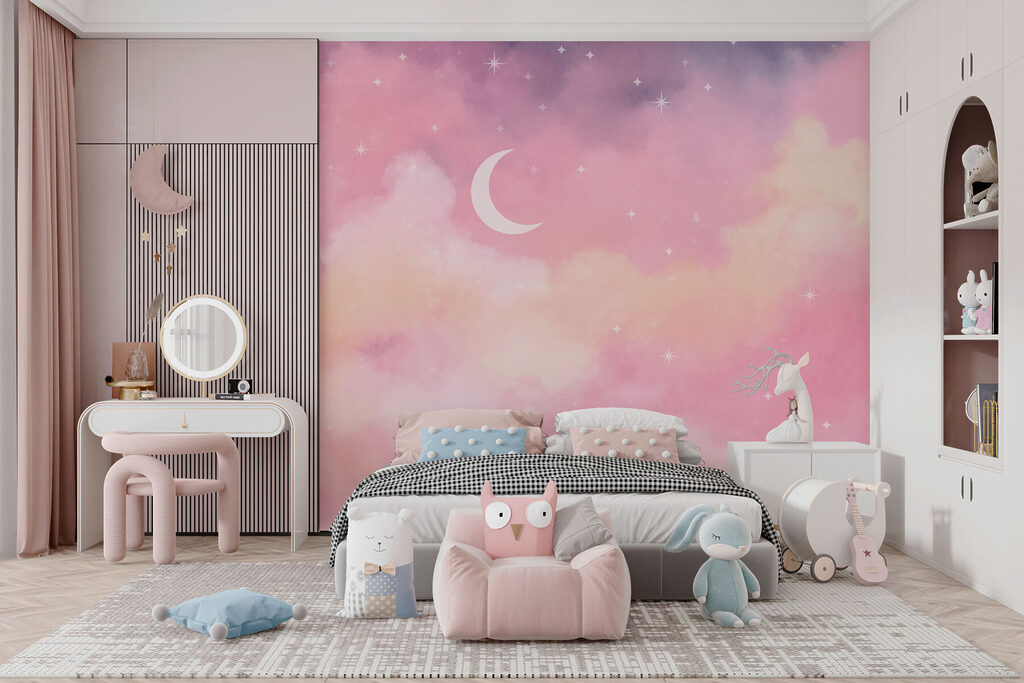 Moon and stars in the sky