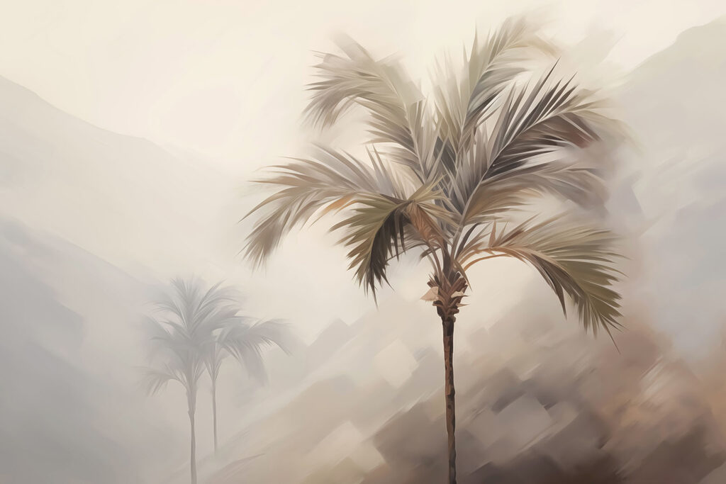 Palm trees in the fog