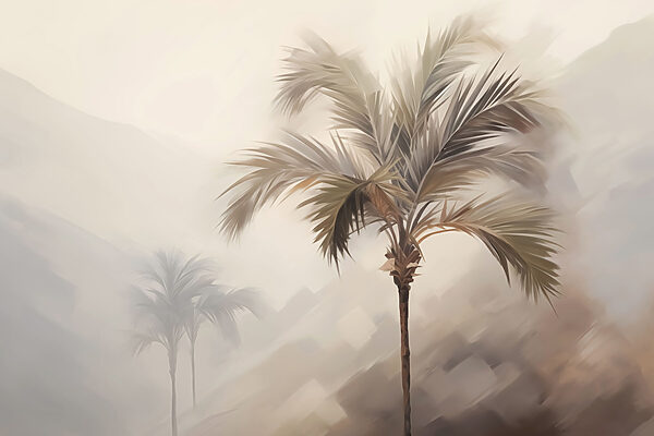 Palm trees in the fog