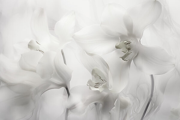 Finom fehér orchideák lágy fényben Finom fehér orchideák lágy fényben