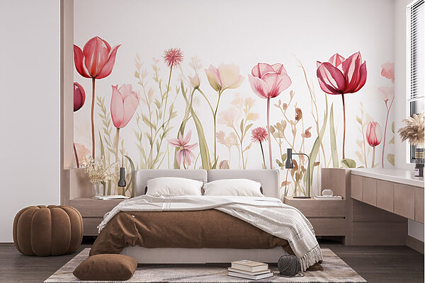 Virágok és fű festése Fotótapéta Virágok és fű festése