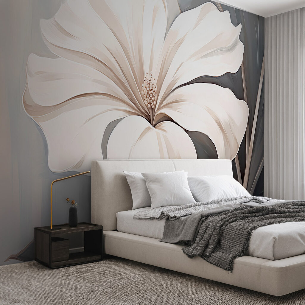 White flower on a gray background White flower on a gray background