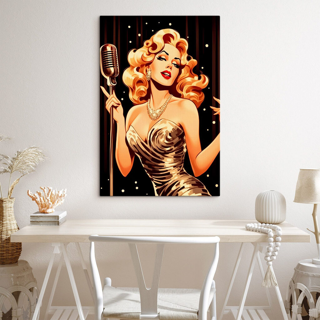 Woman singing into a microphone Woman singing into a microphone