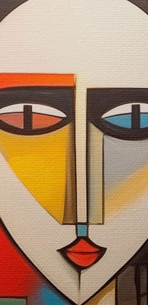 Group of people's faces painted on a wall