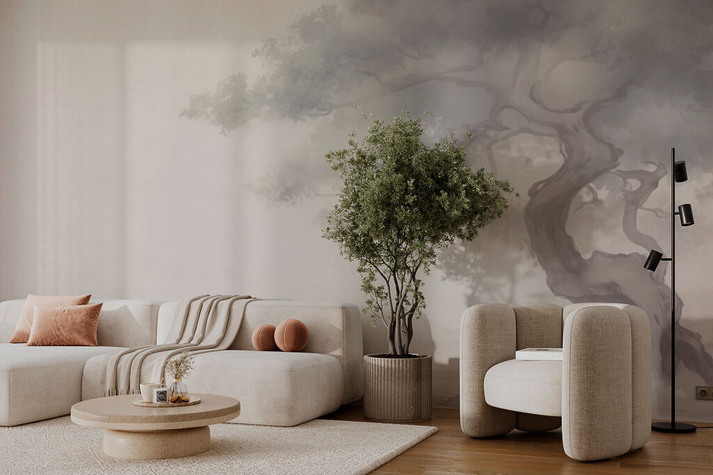 Tree with a rock in the background Tree with a rock in the background