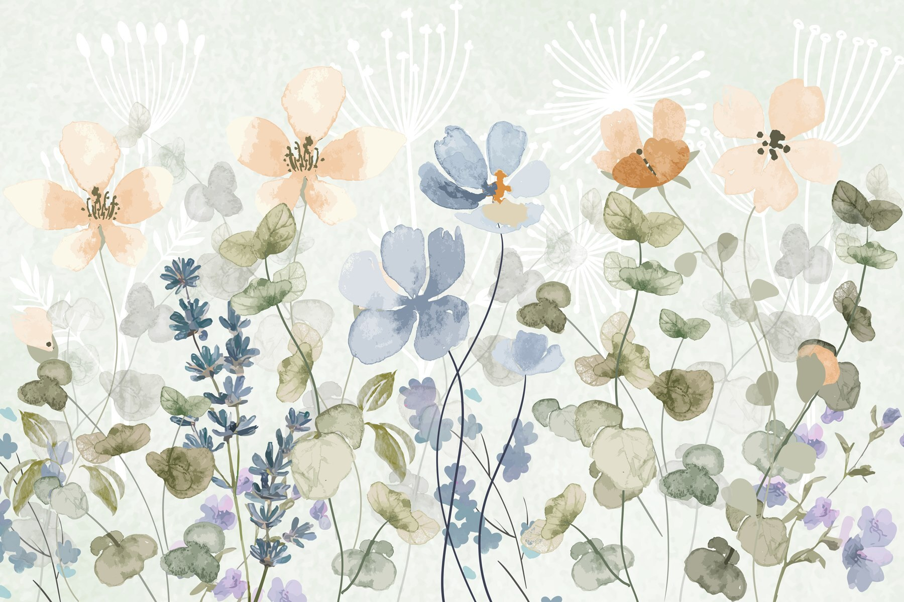 Painting of flowers and leaves Painting of flowers and leaves