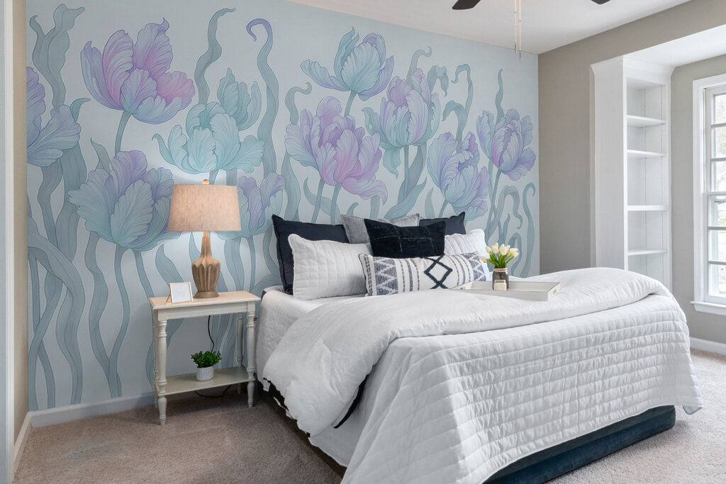 Group of flowers with leaves Group of flowers with leaves