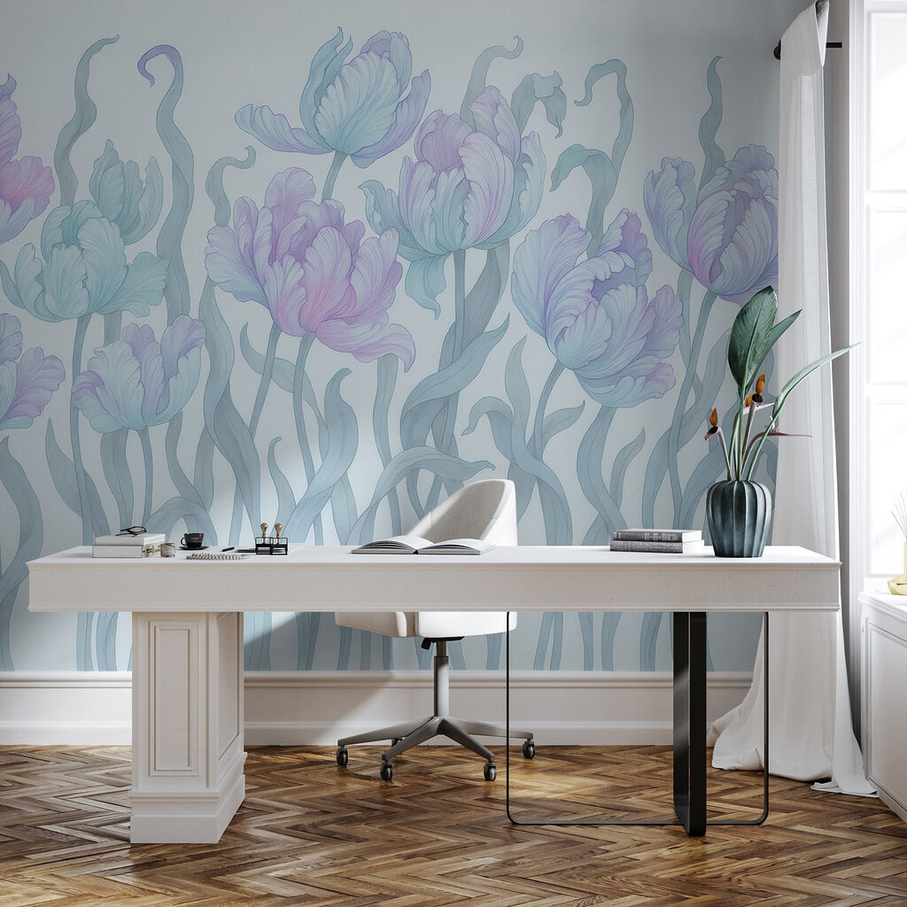 Group of flowers with leaves Group of flowers with leaves