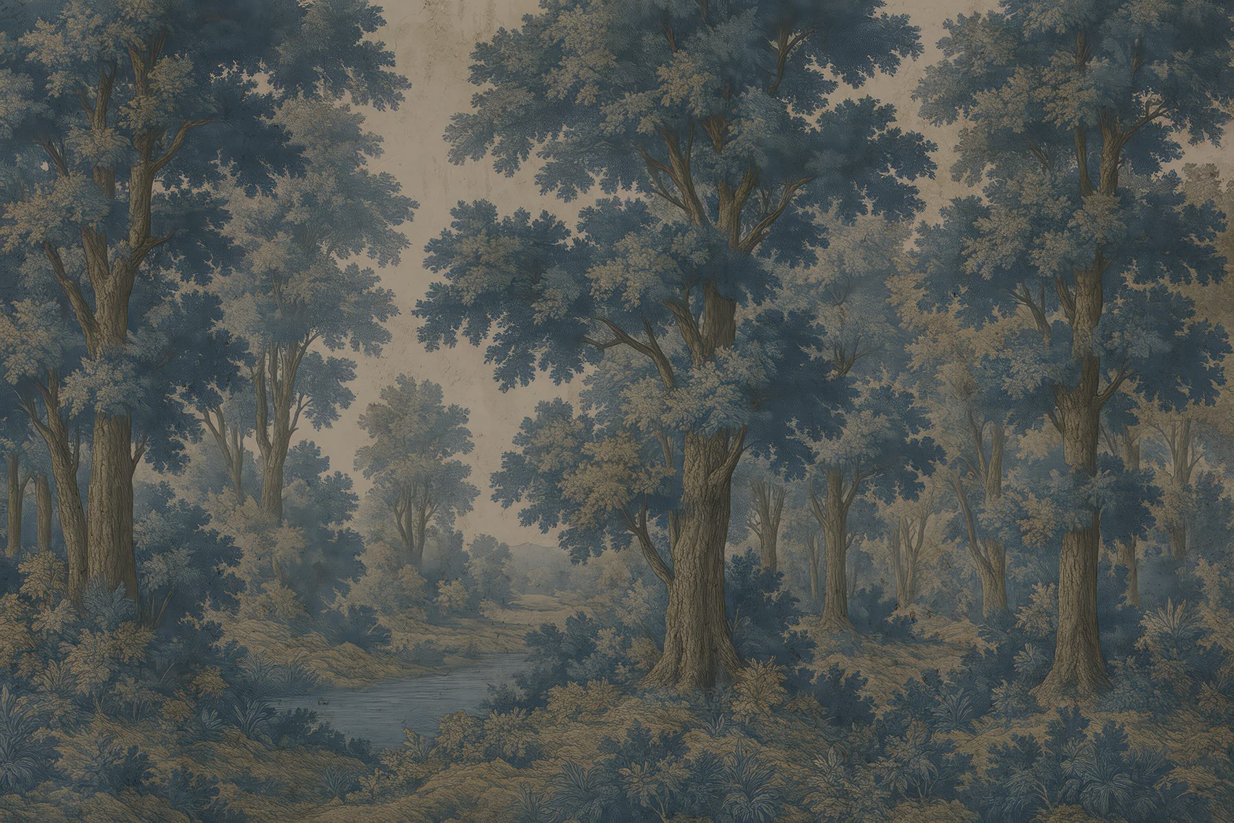 Painting of trees and a river Painting of trees and a river
