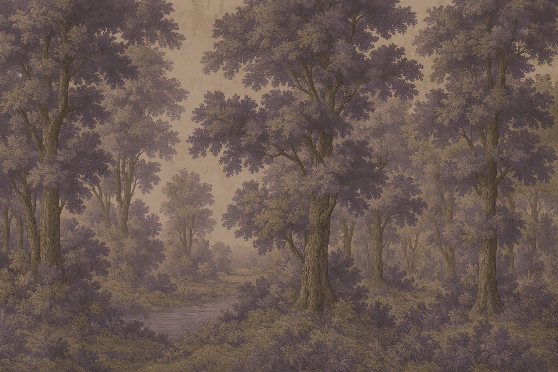Painting of trees and a river Painting of trees and a river