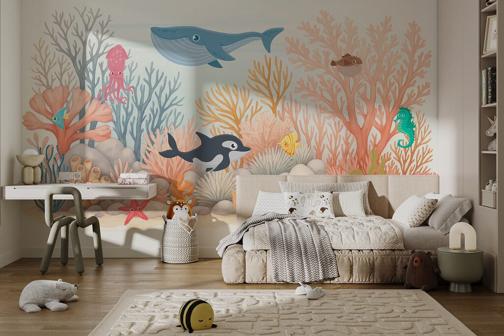 Sea life with corals and fish Sea life with corals and fish