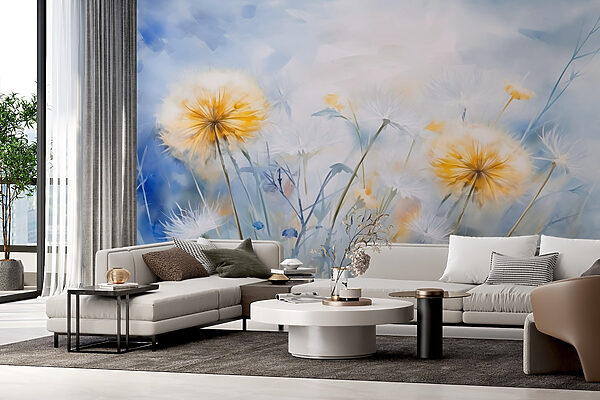 Wall murals Yellow and white flowers Wall murals Yellow and white flowers