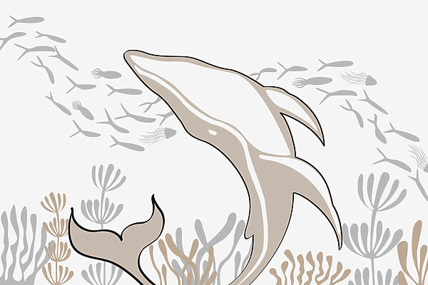 Delfin úszik az óceánban Delfin úszik az óceánban
