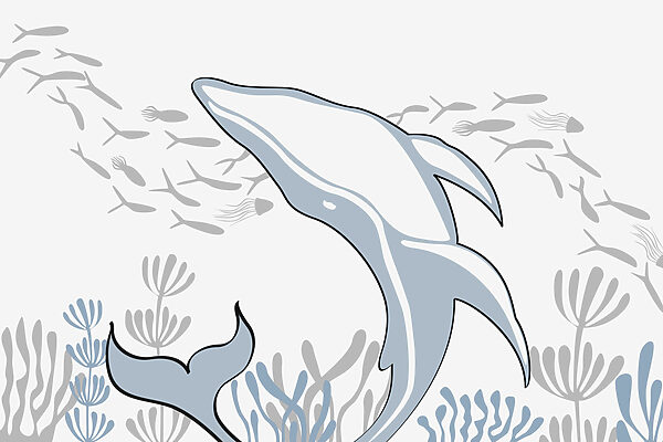 Delfin úszik az óceánban Delfin úszik az óceánban