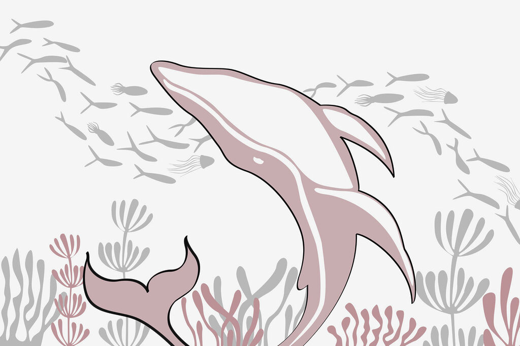 Delfin úszik az óceánban Delfin úszik az óceánban