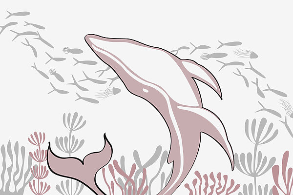 Delfin úszik az óceánban Delfin úszik az óceánban