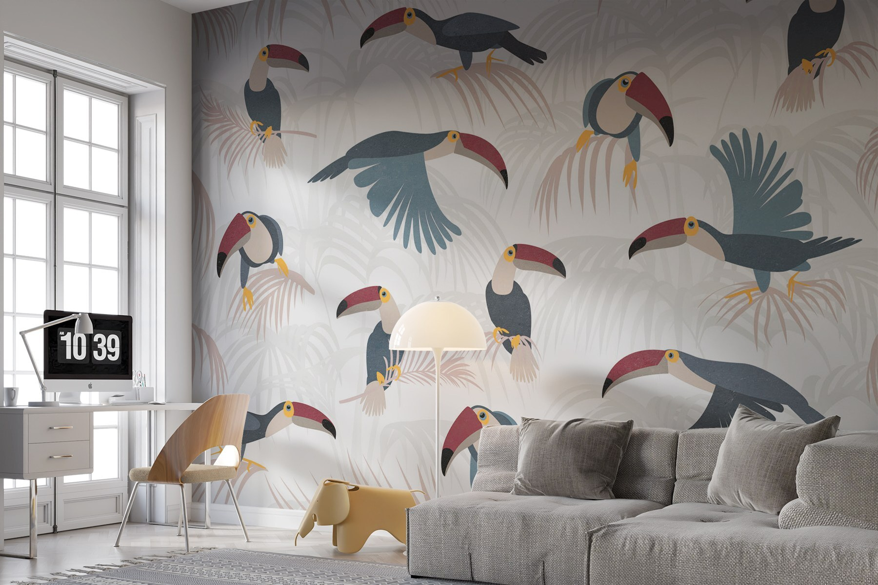 Pattern of birds and plants