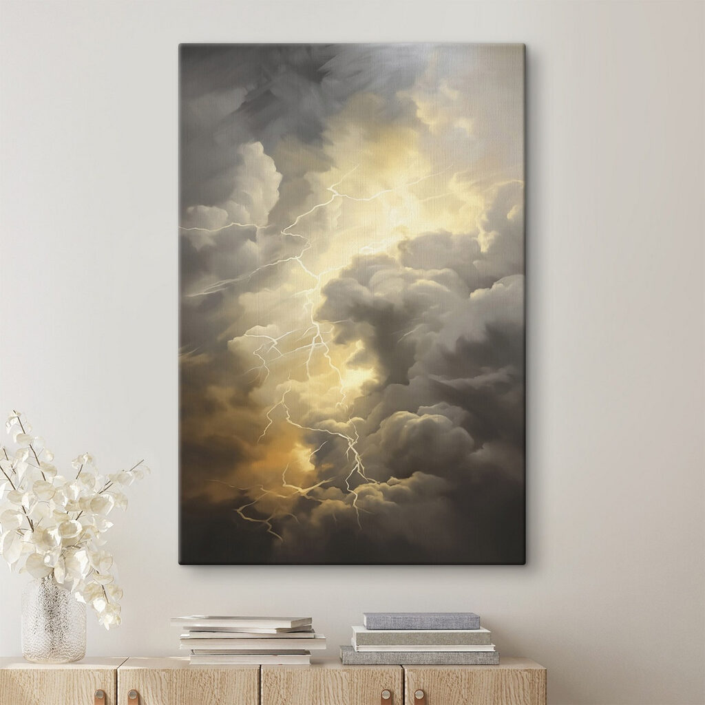 Lightning striking in the sky