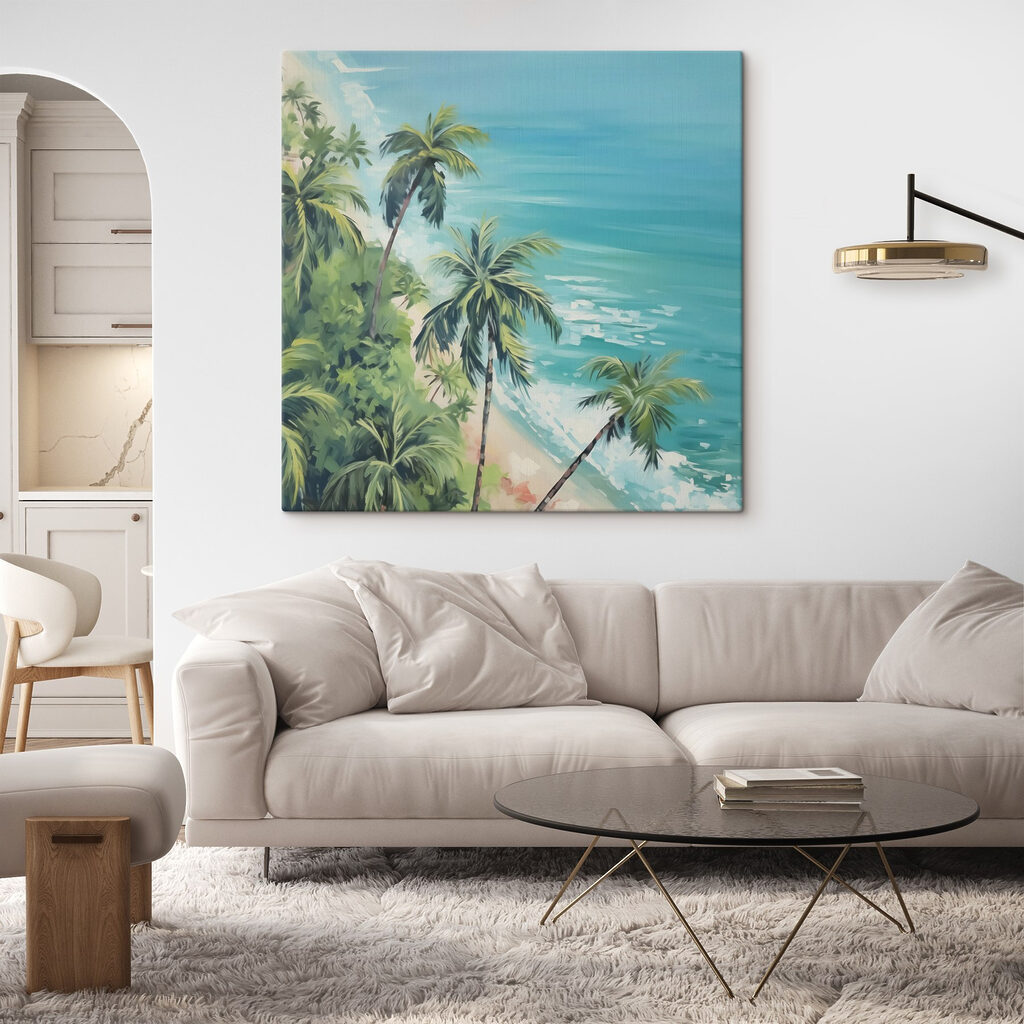 Beach with palm trees and blue water