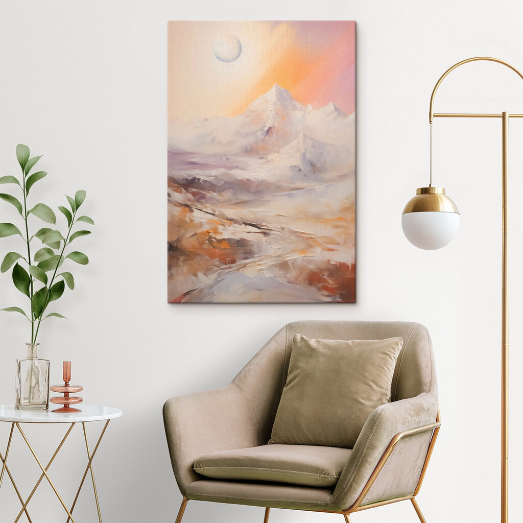 Painting of a snowy mountain range