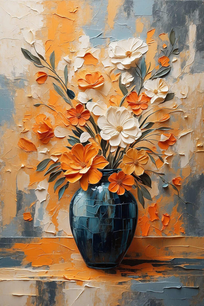 Painting of flowers in a vase Painting of flowers in a vase