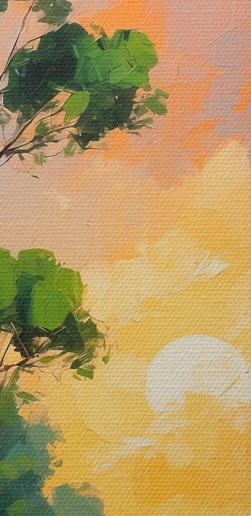 Painting of a boat on a lake