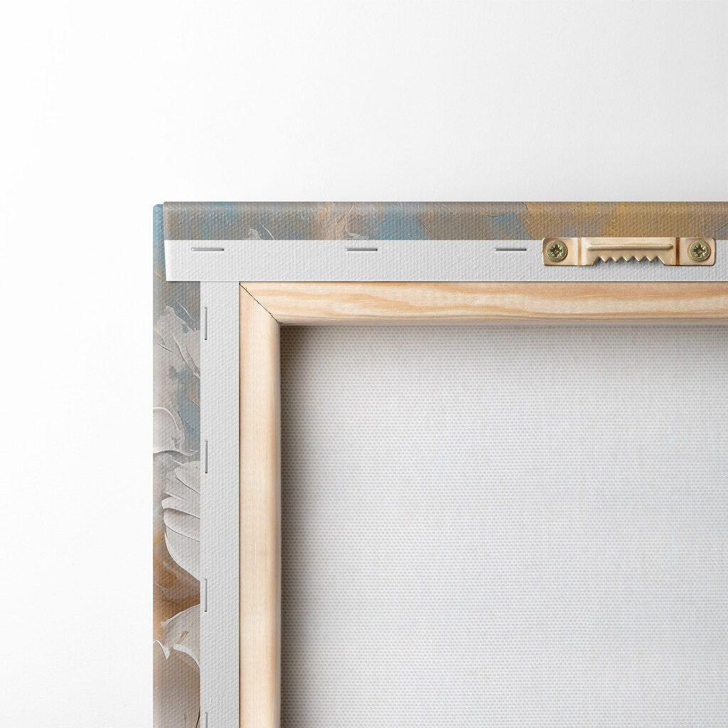 Painting of flowers on a blue and yellow background